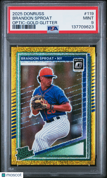 2025 Panini Donruss Brandon Sproat #119 Optic Gold Glitter PSA 9