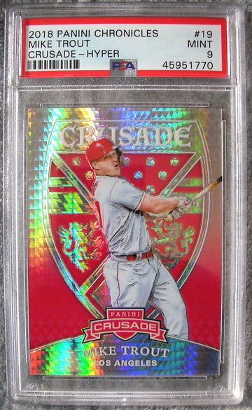 Mike Trout 2018 Panini Chronicles Crusade #19 Hyper Prizm /299 PSA 9