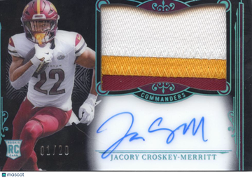 2026 Panini National Treasures Jacory Croskey-Merritt #202 /20 Patch RC Authentic Memorabilia