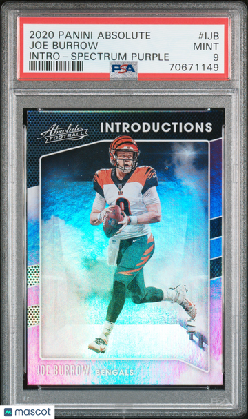 2020 Panini Absolute Introductions Joe Burrow #IJB Spectrum Purple PSA 9