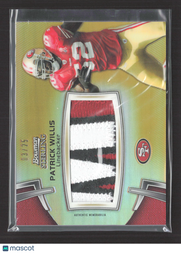 2007 Bowman Sterling Patrick Willis #BSJVR-PW Refractor /25 Authentic Jumbo Veteran Relic Card