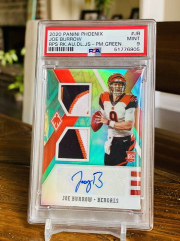 2020 Joe Burrow RC Dual RPA Patch Auto /5 PSA 9 Panini Phoenix Prizm POP 1 SSP