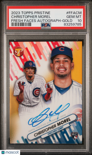 2023 Topps Pristine Fresh Faces Autograph Christopher Morel Gold Rookie 37/50 #FFACM PSA 10 Chicago Cubs