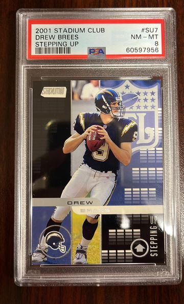2001 Stadium Club Stepping Up Drew Brees PSA 8 