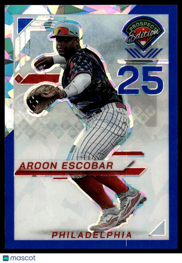 2025 Panini Prospect Edition Aroon Escobar #158 Holo Prospect Ticket - Blue Ice SN