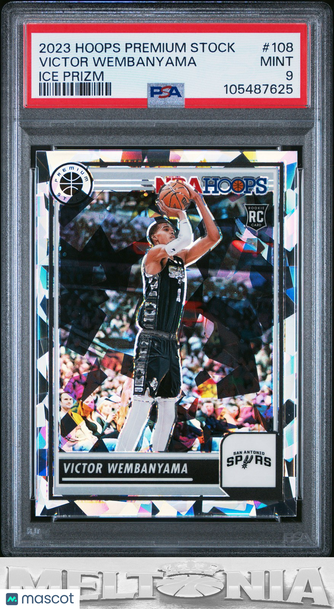 2023-24 Hoops Premium Stock Victor Wembanyama #108 Ice Prizm RC PSA 9