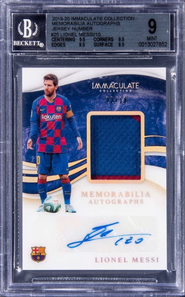 2019-20 Panini Immaculate Lionel Messi Memorabilia Autographs /14 BGS 9/9