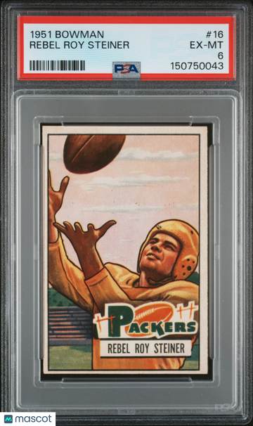 1951 Bowman Rebel Roy Steiner #16 HOF PSA 6 Football Trading Card Low Pop Green Bay Packers