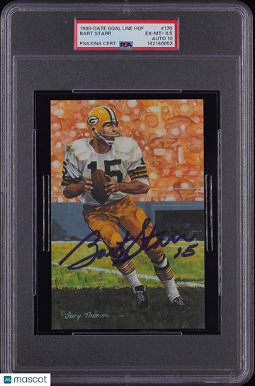 1989-2016 Goal Line Hof Bart Starr #170 PSA 6.5 Auto 10
