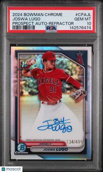 2024 Bowman Chrome Prospect Autographs Joswa Lugo #CPAJL Refractor /499 PSA 10