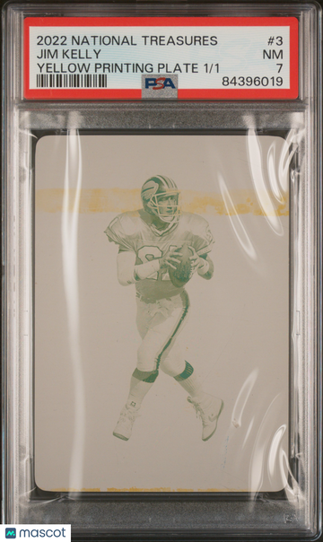 2022 National Treasures Jim Kelly Printing Plate #1/1 PSA 7
