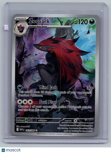 2025 Scarlet & Violet White Flare Zoroark Holo Secret Rare #143/86