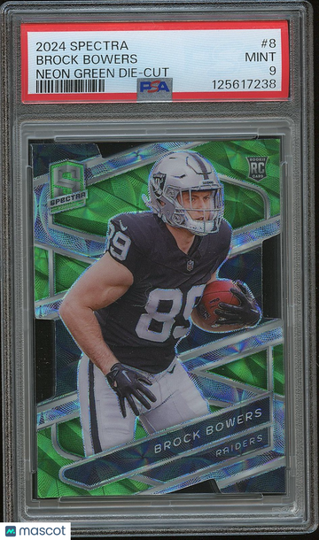 2024 Panini Spectra Brock Bowers #8 Neon Green Die Cut Rookie PSA 9