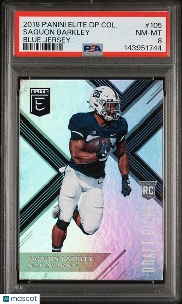 2018 Panini Elite Draft Picks Collegiate Saquon Barkley #105 Blue Jersey PSA 8