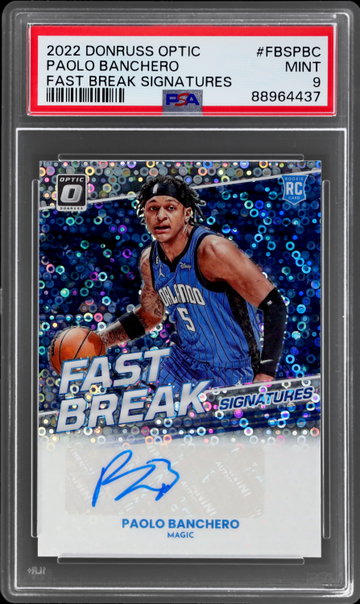 2022 Donruss Optic Paolo Banchero Fast Break Signatures PSA 9 RC