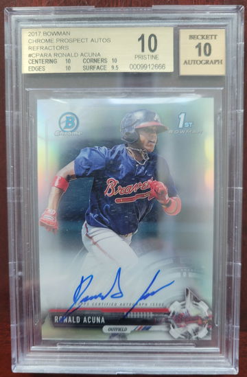 2017 Bowman Chrome Auto Refractor Ronald Acuna BGS 10/10 