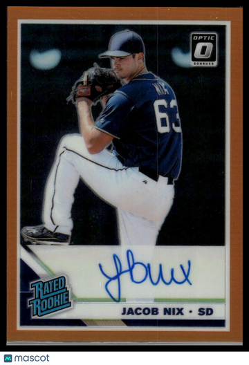2019 Donruss Optic Jacob Nix #RRS-JN Rated Rookie Signatures Orange/99 AU