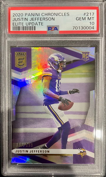 JUSTIN JEFFERSON 2020 Panini Chronicles Elite Update RC /899 PSA 10 GEM MINT SP