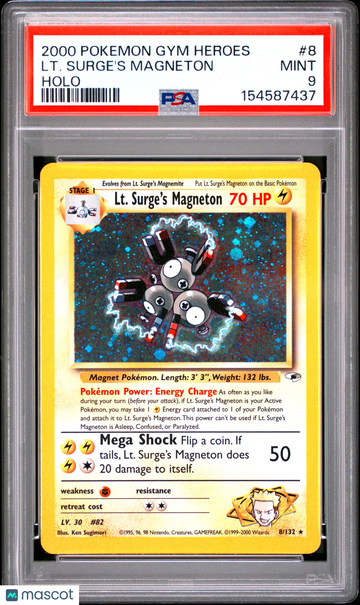 2000 Pokemon Gym Heroes LT. Surge's Magneton Holo PSA 9 #8/132