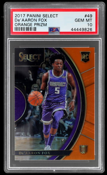 2017 Panini Select De'aaron Fox Concourse Orange Prizm PSA 10 RC