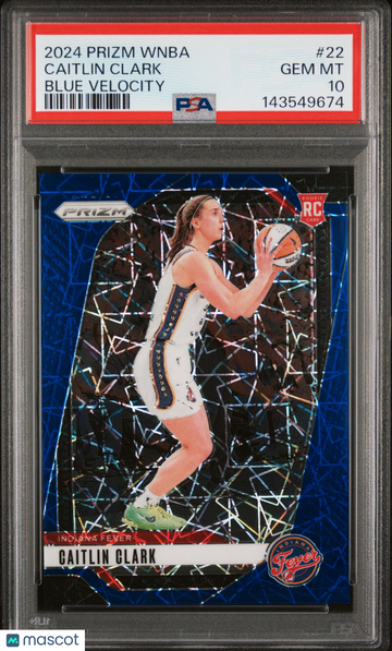 2024 Panini Prizm WNBA Caitlin Clark #22 Blue Velocity Rookie RC PSA 10