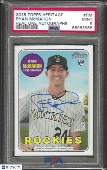 2018 Topps Heritage Real One Autographs Ryan Mcmahon #RM PSA 9