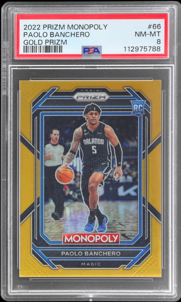 2022 Panini Prizm Monopoly Paolo Banchero Gold Prizm PSA 8 RC