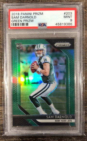 Sam Darnold - 2018 Panini Prizm - GREEN PRIZM - Rookie Card - #203 - PSA 9 Mint