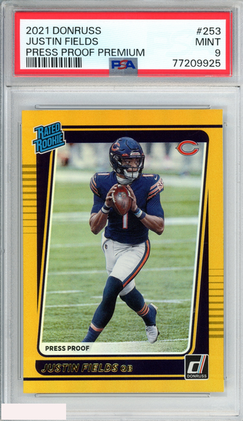 2021 PANINI DONRUSS JUSTIN FIELDS #253 PRESS PROOF PREMIUM ROOKIE RC PSA 9 MINT