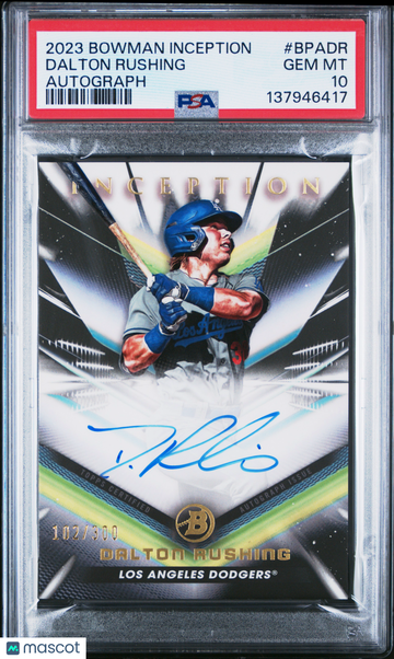 2023 Bowman Inception Autographs Dalton Rushing 102/300 #BPADR PSA 10