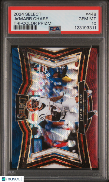 Ja'Marr Chase 2024 Panini Select #448 Tri Color Prizm 28/99 PSA 10