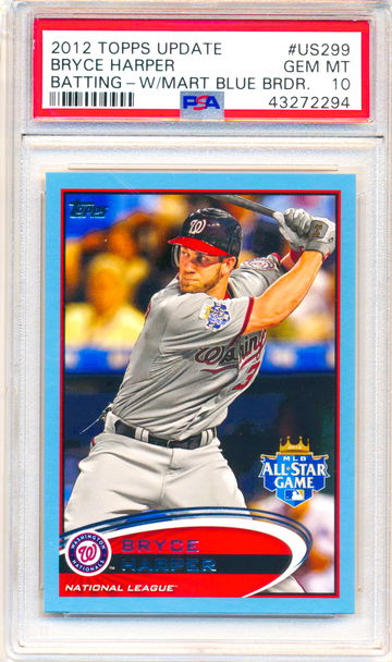 2012 Topps Update #US299 Bryce Harper BATTING-WAL-MART BLUE ROOKIE - LOW POP 25!