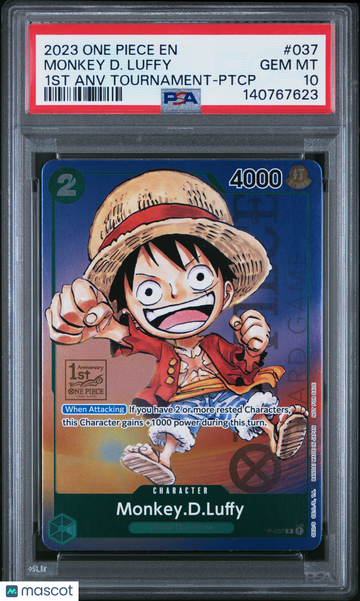 2023 One Piece Promos Monkey D. Luffy 1st Anv Tournament-Ptcp PSA 10 #037