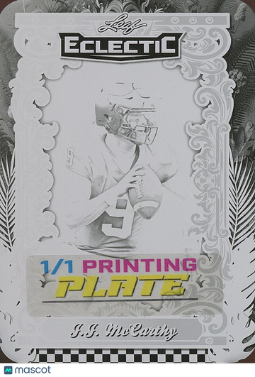2024 Leaf J.J. McCarthy Black Rookie Printing Plate Leaf