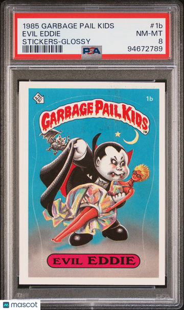 1985 Garbage Pail Kids Stickers Evil Eddie #1b PSA 8