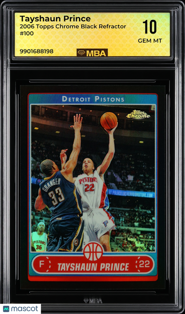 2006 Topps Chrome Tayshaun Prince #100 Black Refractor MBA 10