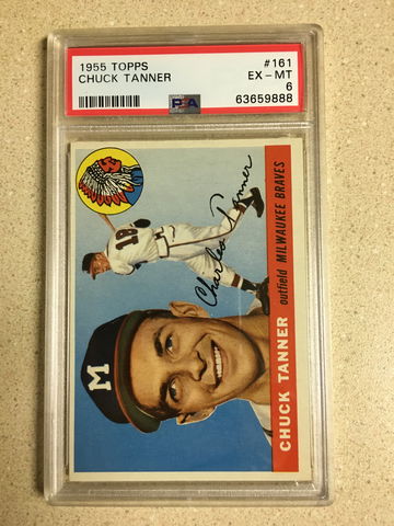 1955 Topps #161 Chuck Tanner PSA 6 EX-MT BRAVES