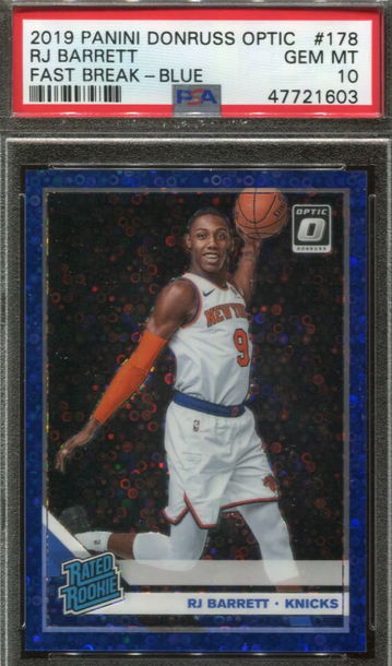 2019 Donruss Optic Rj Barrett Fast Break Blue Rc #’d /50 PSA 10 (Pop 2)