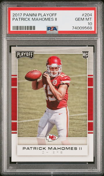 2017 Panini Playoff Patrick Mahomes II Rookie RC #204 PSA 10 Chiefs GEM MINT