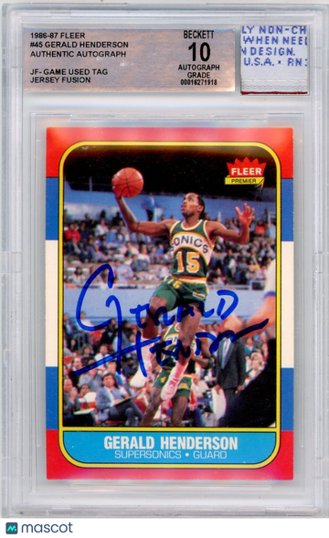 1986 Fleer Gerald Henderson #45 BGS Authentic BAS Auto Authentic
