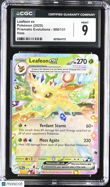 2025 Pokemon Prismatic Evolutions Leafeon ex Holo CGC 9 #006/131