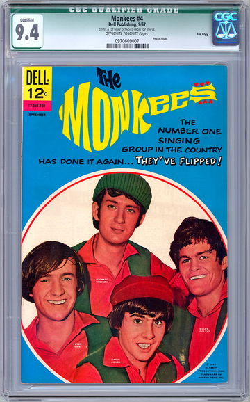 THE MONKEES #4 CGC 9.4 CULT 1960S TV SERIES CAST PHOTO CVR *DELL FILE COPY* 1967