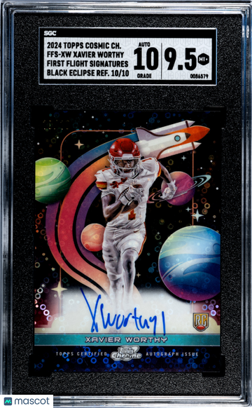 2024 Topps Cosmic Chrome Xavier Worthy #FFS-XW First Flight Sigs. Black Eclipse Refractor SGC 9.5 Auto 10