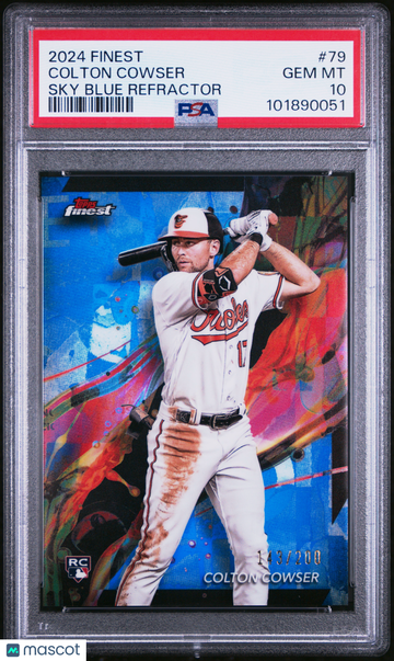 2024 Topps Finest Colton Cowser #79 Sky Blue Refractor /200 PSA 10
