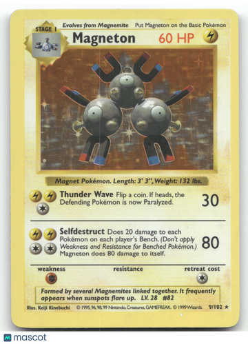 1999 Base Set Magneton Shadowless Rare #9/102