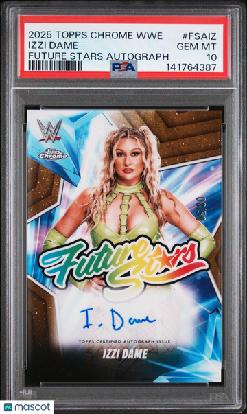 2025 Topps Chrome WWE Future Stars Autographs Izzi Dame #FSAIZ Gold /50 PSA 10