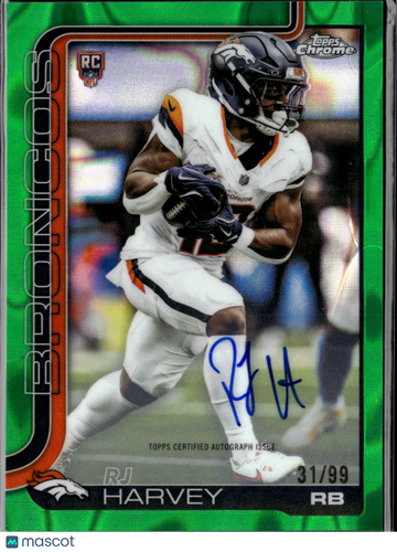 2025 Topps Chrome RJ Harvey #RA-RH Green Wave /99 RC