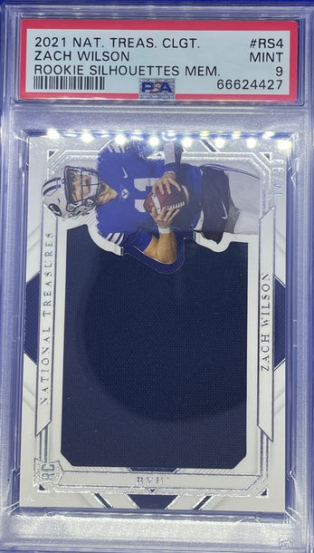 2021 National Treasures Rookie Silhouettes Jersey Zach Wilson /99 PSA 9 Mint SP