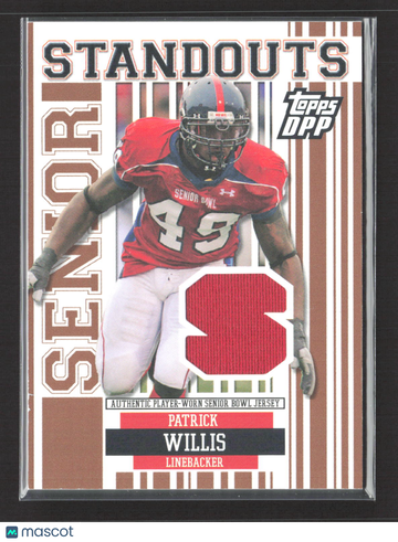 2007 Topps Draft Picks & Prospects Senior Standouts Patrick Willis #SS-PW Authentic Player-Worn Senior Bowl Jersey Relic