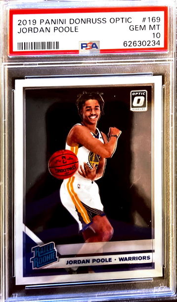 2019 panini Optic Jordan Poole Rated rookie RC PSA 10 golden state hot playoffs